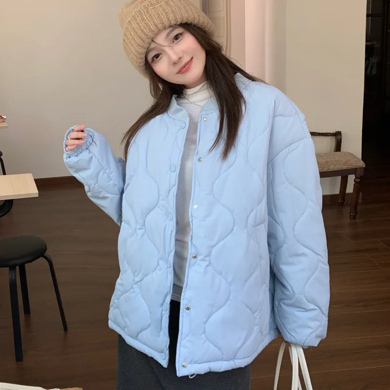 Lightweight Windproof Puffer Jacket with Elastic Band Cuffs for Women