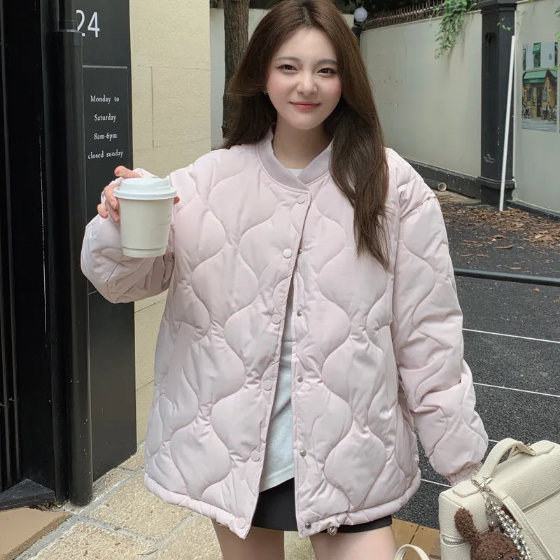 Lightweight Windproof Puffer Jacket with Elastic Band Cuffs for Women