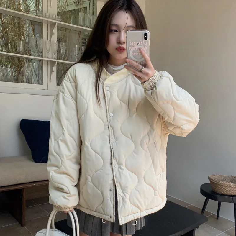 Lightweight Windproof Puffer Jacket with Elastic Band Cuffs for Women