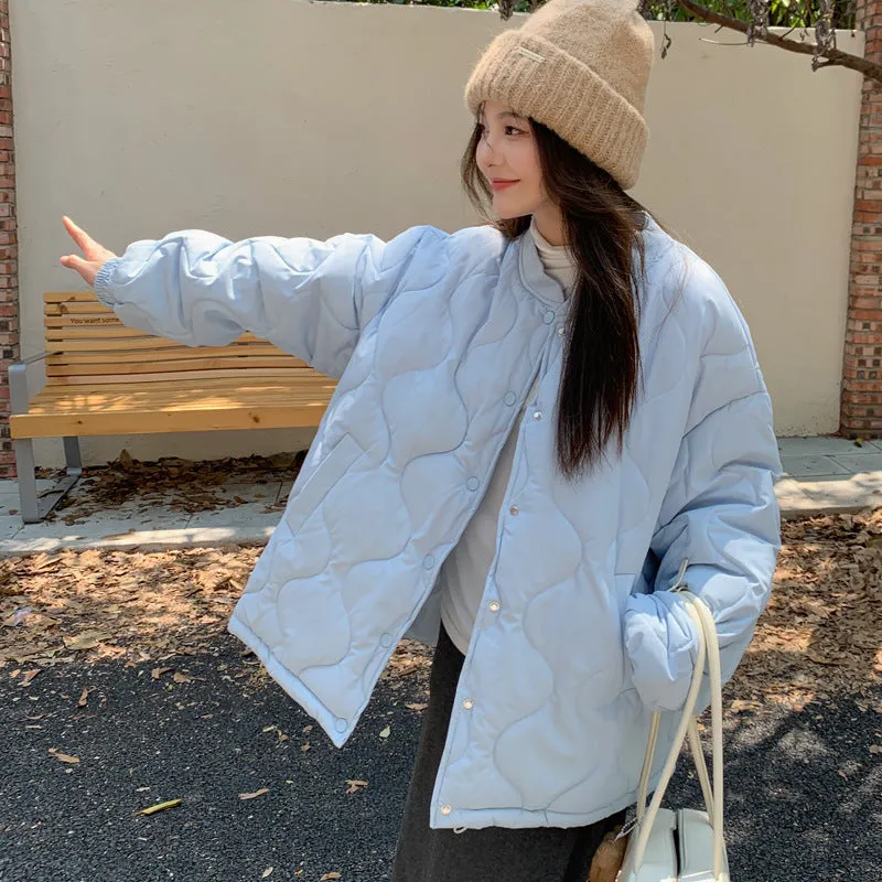 Lightweight Windproof Puffer Jacket with Elastic Band Cuffs for Women