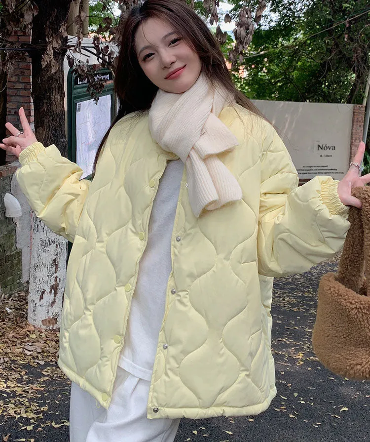 Lightweight Windproof Puffer Jacket with Elastic Band Cuffs for Women