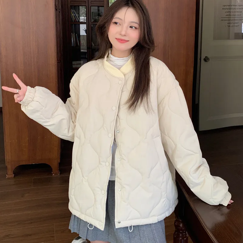 Lightweight Windproof Puffer Jacket with Elastic Band Cuffs for Women