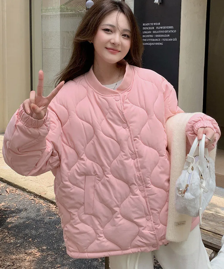 Lightweight Windproof Puffer Jacket with Elastic Band Cuffs for Women