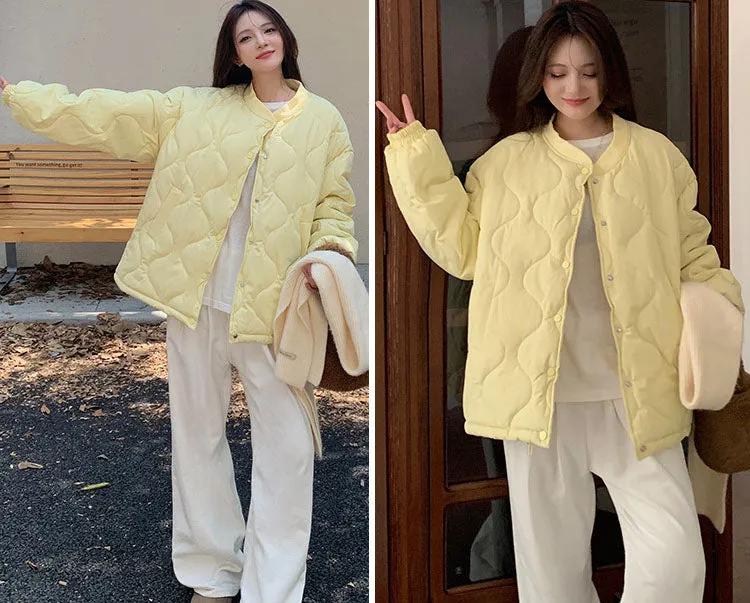 Lightweight Windproof Puffer Jacket with Elastic Band Cuffs for Women