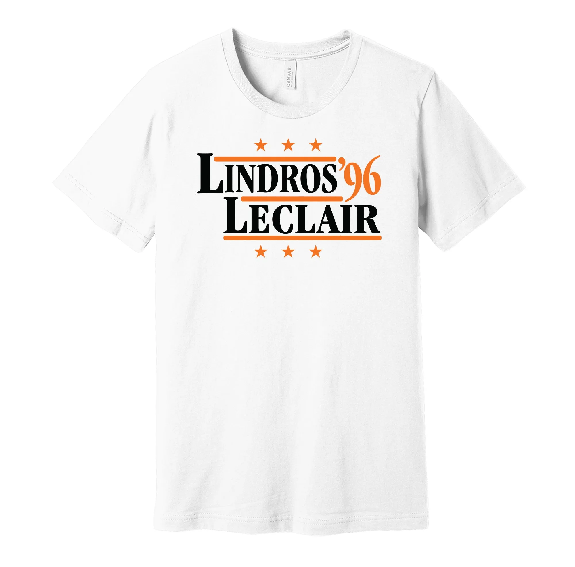 Lindros & LeClair '96 - Philadelphia Hockey Legends Political Campaign Parody T-Shirt - Hyper Than Hype Shirts