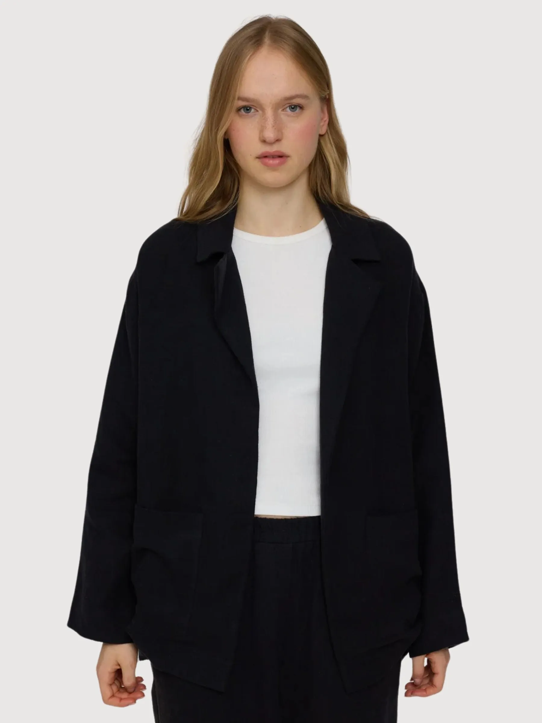 Linen Blazer Black Woman | Mazine