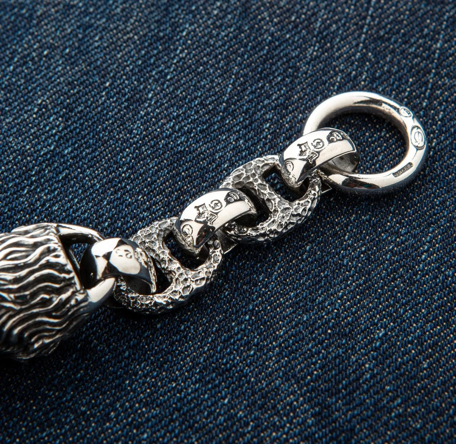 Lion Head Sterling Silver Biker Bracelet