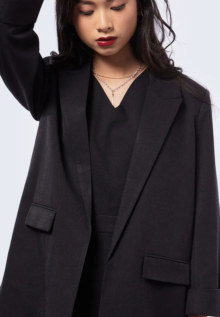 Long Blazer with Rolled Up Sleeves