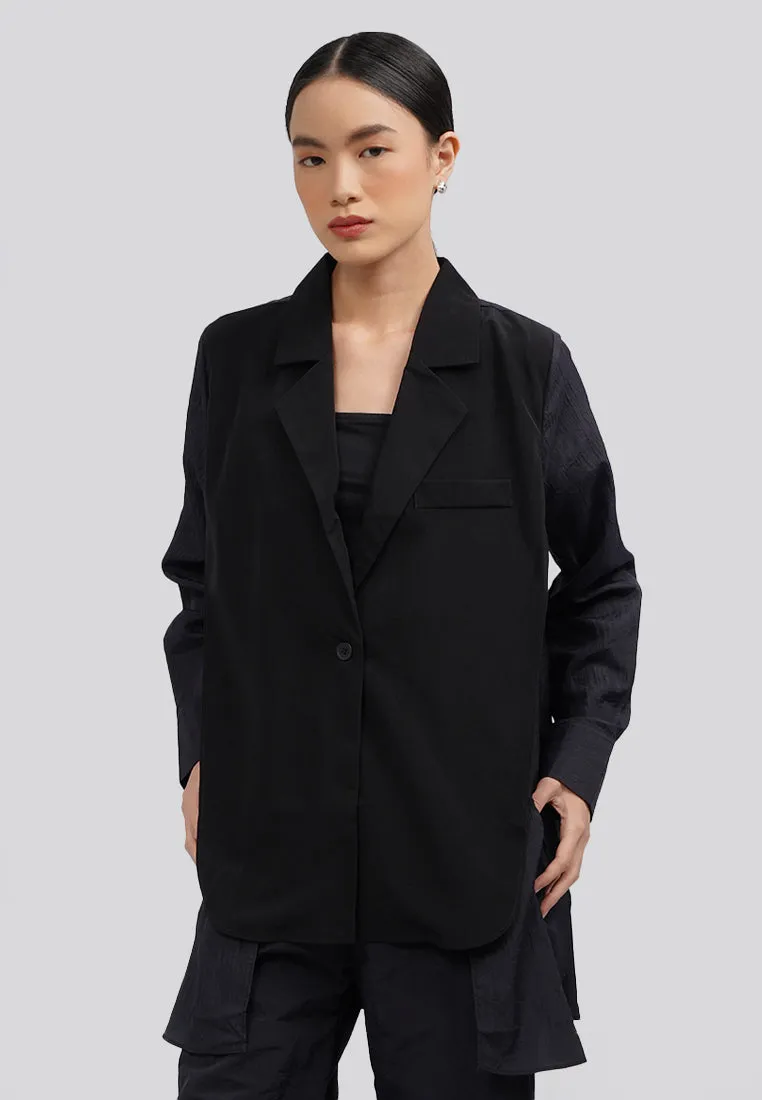 Long Sleeve Sheer Blazer Black