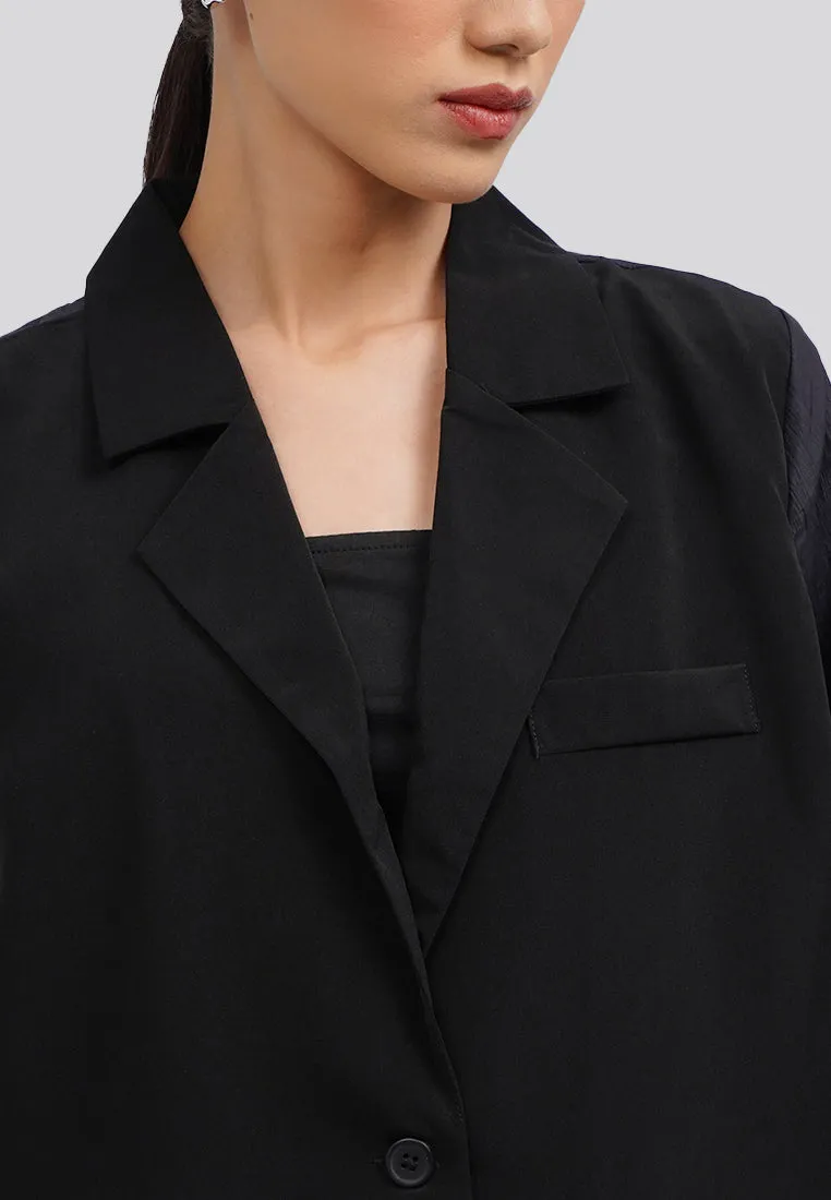 Long Sleeve Sheer Blazer Black