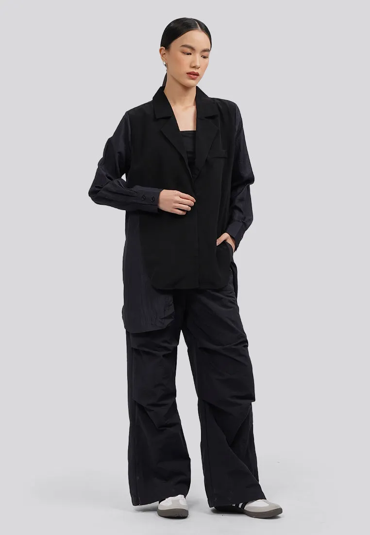 Long Sleeve Sheer Blazer Black