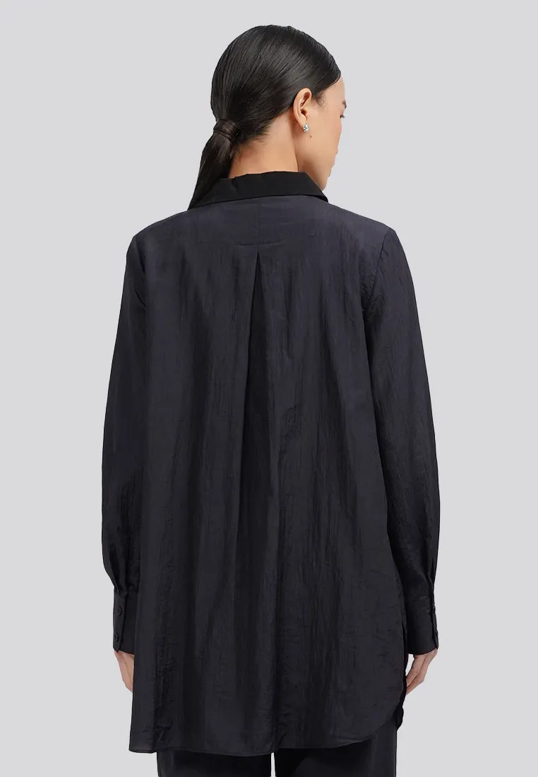 Long Sleeve Sheer Blazer Black