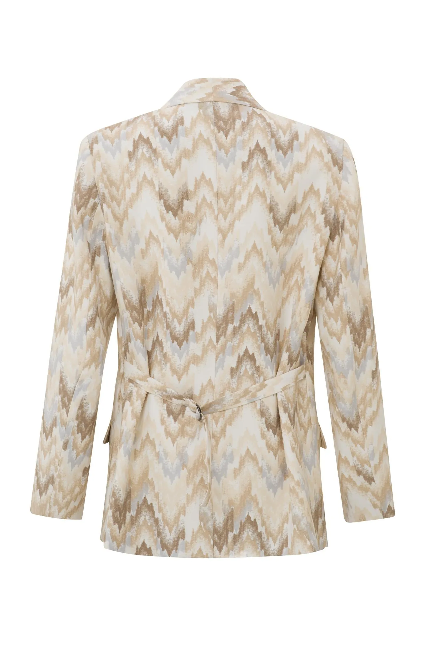 Loose fit blazer with long sleeves, pockets, belt and print
