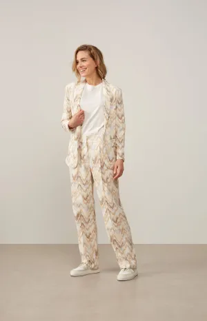 Loose fit blazer with long sleeves, pockets, belt and print