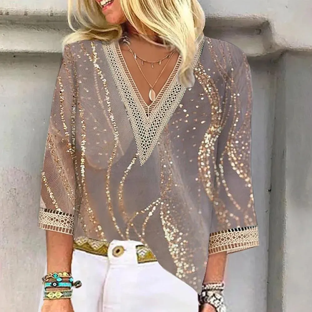 Luna | Boho-Chic V-Neck Summer Blouse