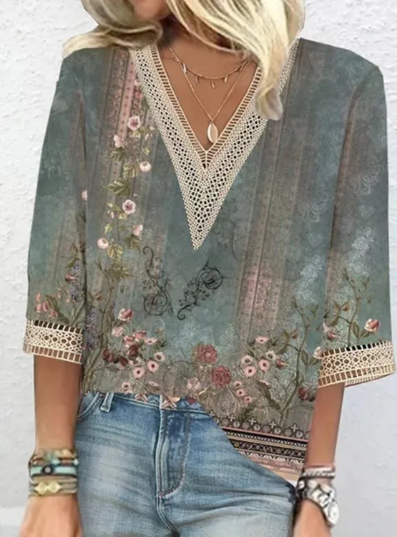 Luna | Boho-Chic V-Neck Summer Blouse