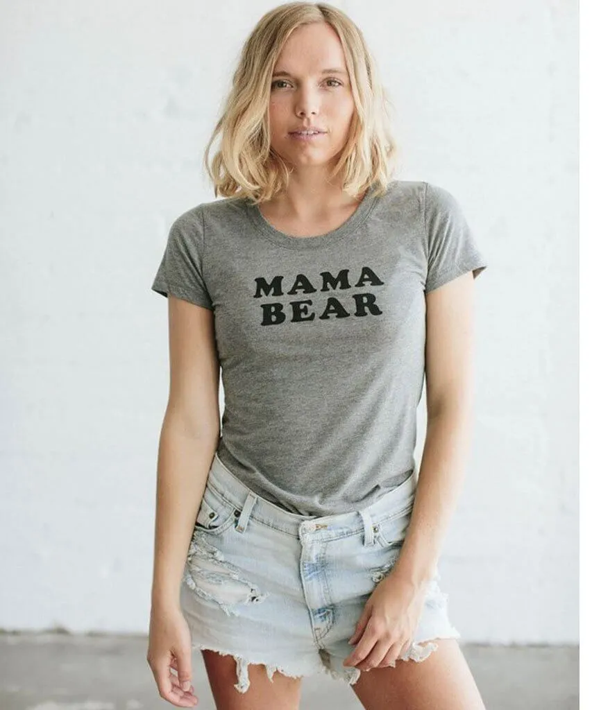 'MAMA BEAR' Fitted Grey Tee