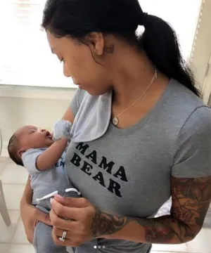 'MAMA BEAR' Fitted Grey Tee