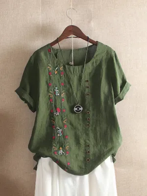 Maria - Blusa Bordada Rosa Manga