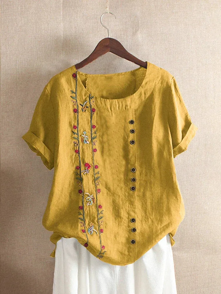 Maria - Blusa Bordada Rosa Manga