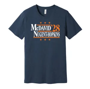 McDavid & Nugent-Hopkins '28 - Edmonton Hockey Political Campaign Parody T-Shirt - Hyper Than Hype Shirts