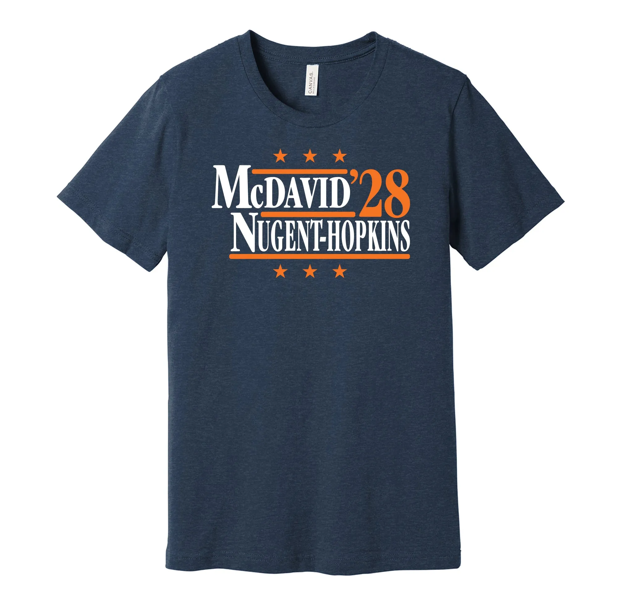 McDavid & Nugent-Hopkins '28 - Edmonton Hockey Political Campaign Parody T-Shirt - Hyper Than Hype Shirts