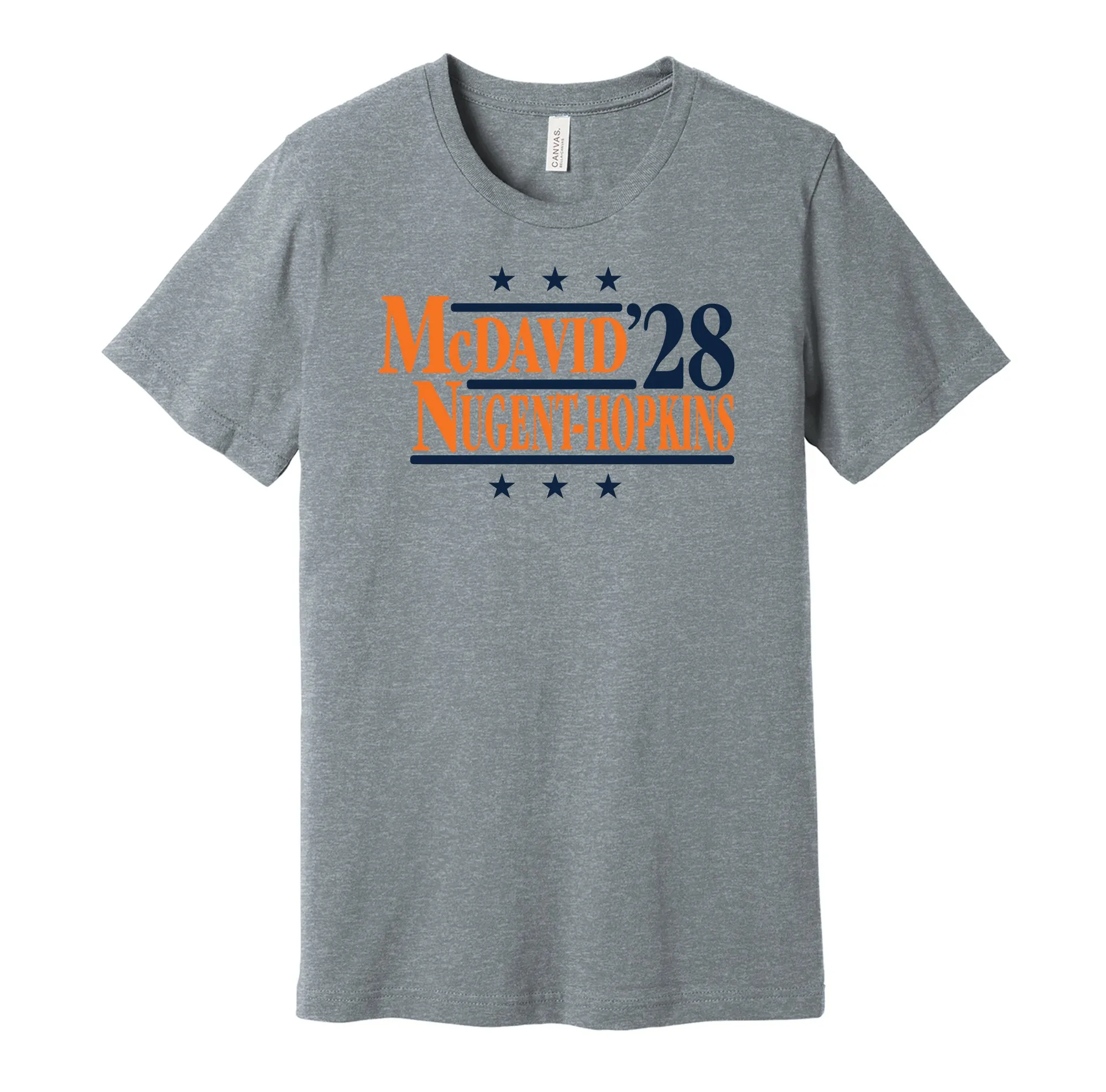 McDavid & Nugent-Hopkins '28 - Edmonton Hockey Political Campaign Parody T-Shirt - Hyper Than Hype Shirts