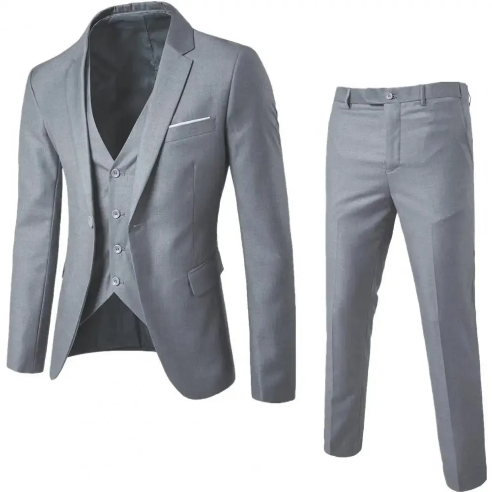 Men Blazers 3Pieces Sets Wedding Formal Elegant Business Luxury Full Vest Pants Coats Classic Jackets Suit Coat Blazers Trousers
