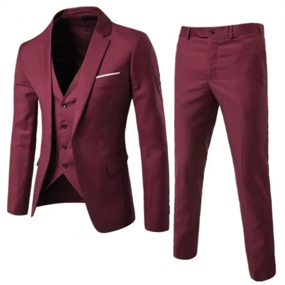 Men Blazers 3Pieces Sets Wedding Formal Elegant Business Luxury Full Vest Pants Coats Classic Jackets Suit Coat Blazers Trousers