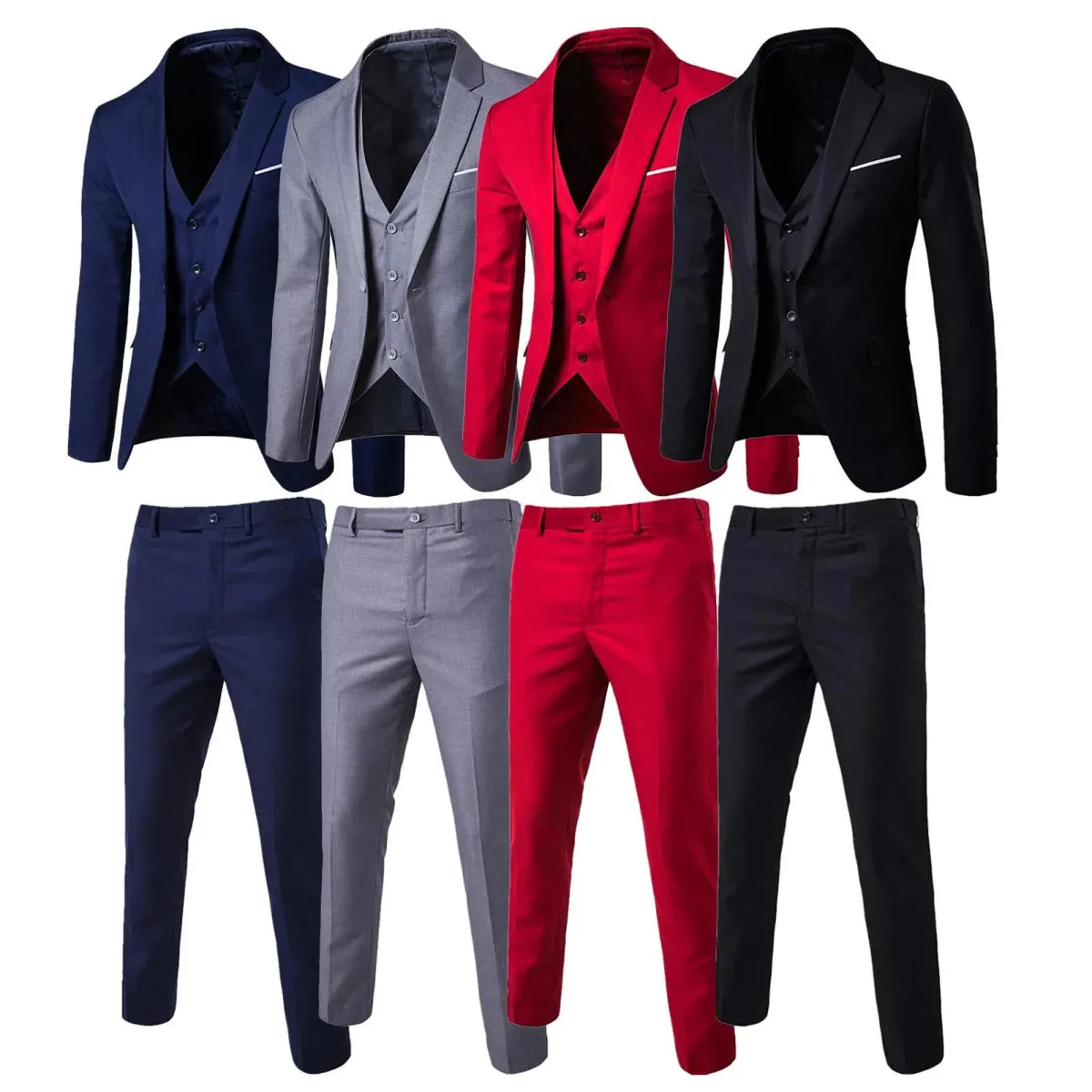 Men Blazers 3Pieces Sets Wedding Formal Elegant Business Luxury Full Vest Pants Coats Classic Jackets Suit Coat Blazers Trousers