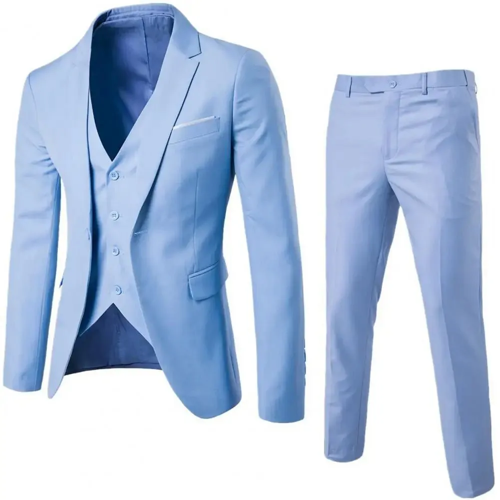 Men Blazers 3Pieces Sets Wedding Formal Elegant Business Luxury Full Vest Pants Coats Classic Jackets Suit Coat Blazers Trousers