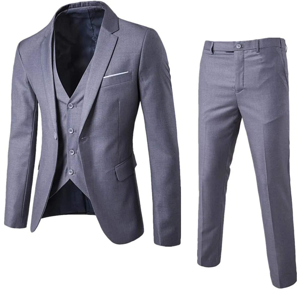 Men Blazers 3Pieces Sets Wedding Formal Elegant Business Luxury Full Vest Pants Coats Classic Jackets Suit Coat Blazers Trousers