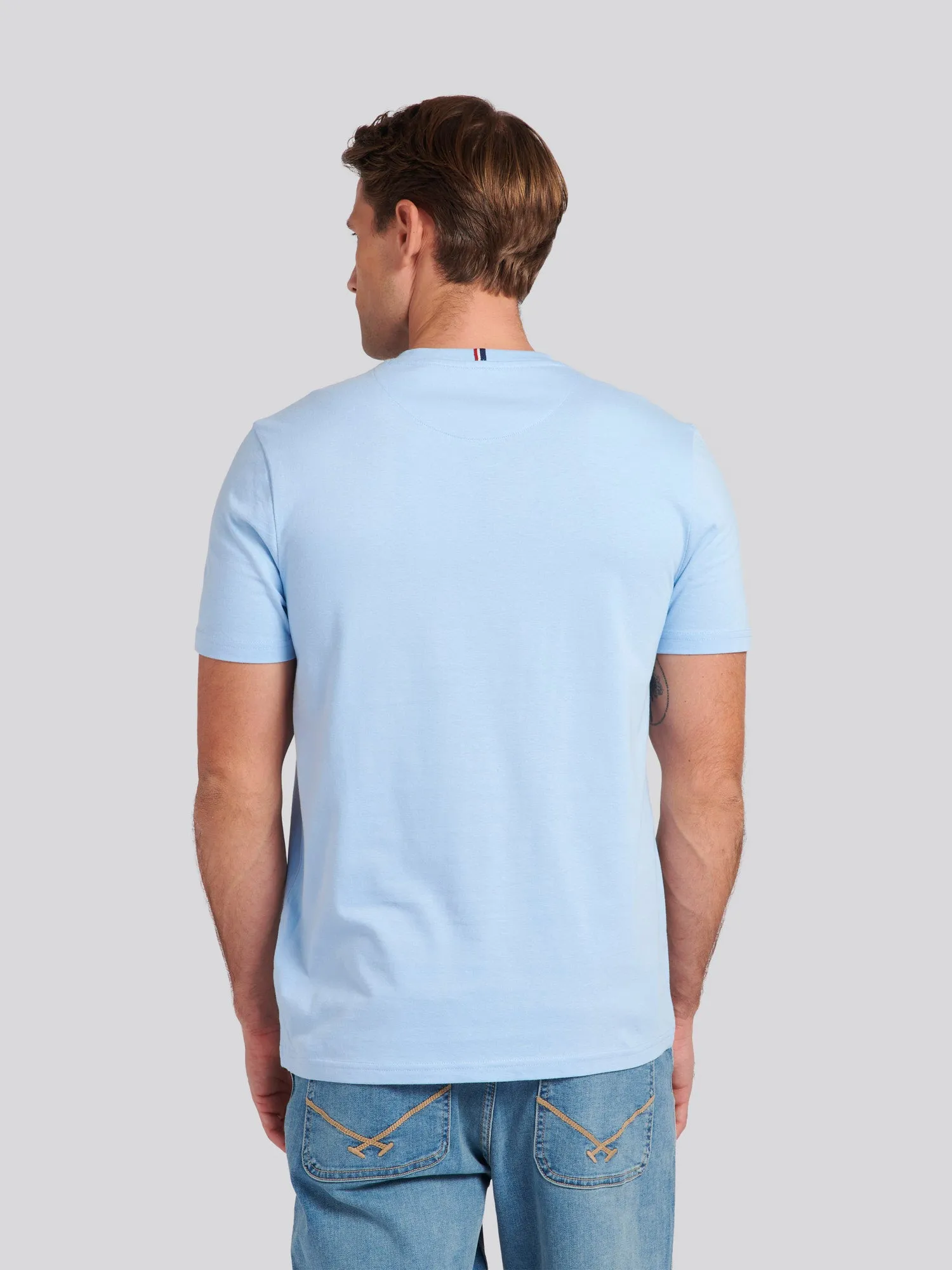 Mens Double Horsemen T-Shirt in Chambray Blue