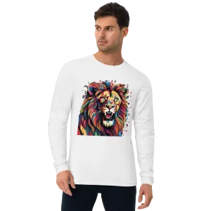 Mens Fitted Long Sleeve Shirt Lion with Paint Splash