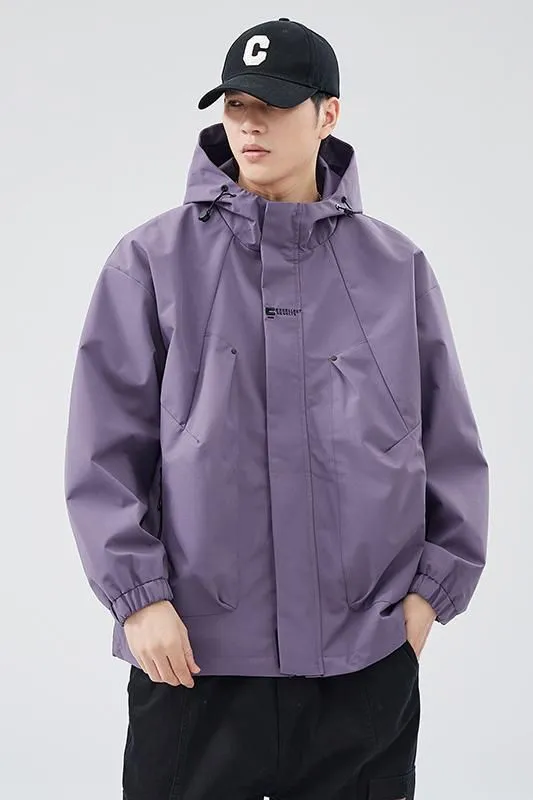 Men's Relaxed-Fit Solid Rain Coat with Elastic Band Cuff