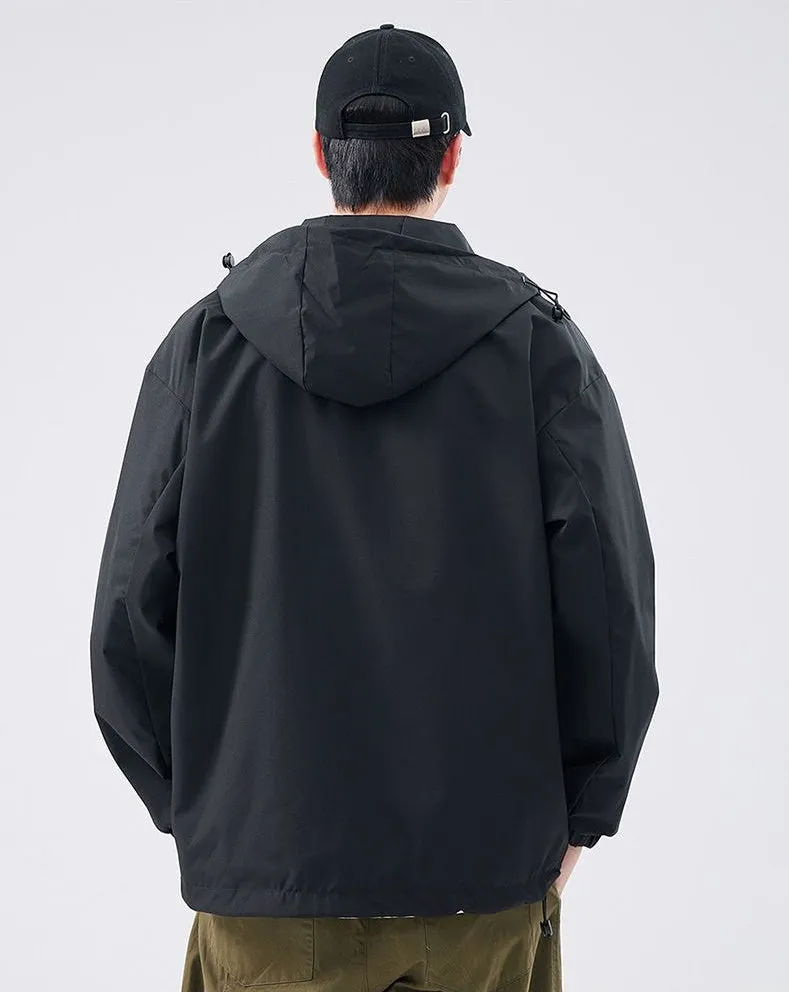 Men's Relaxed-Fit Solid Rain Coat with Elastic Band Cuff