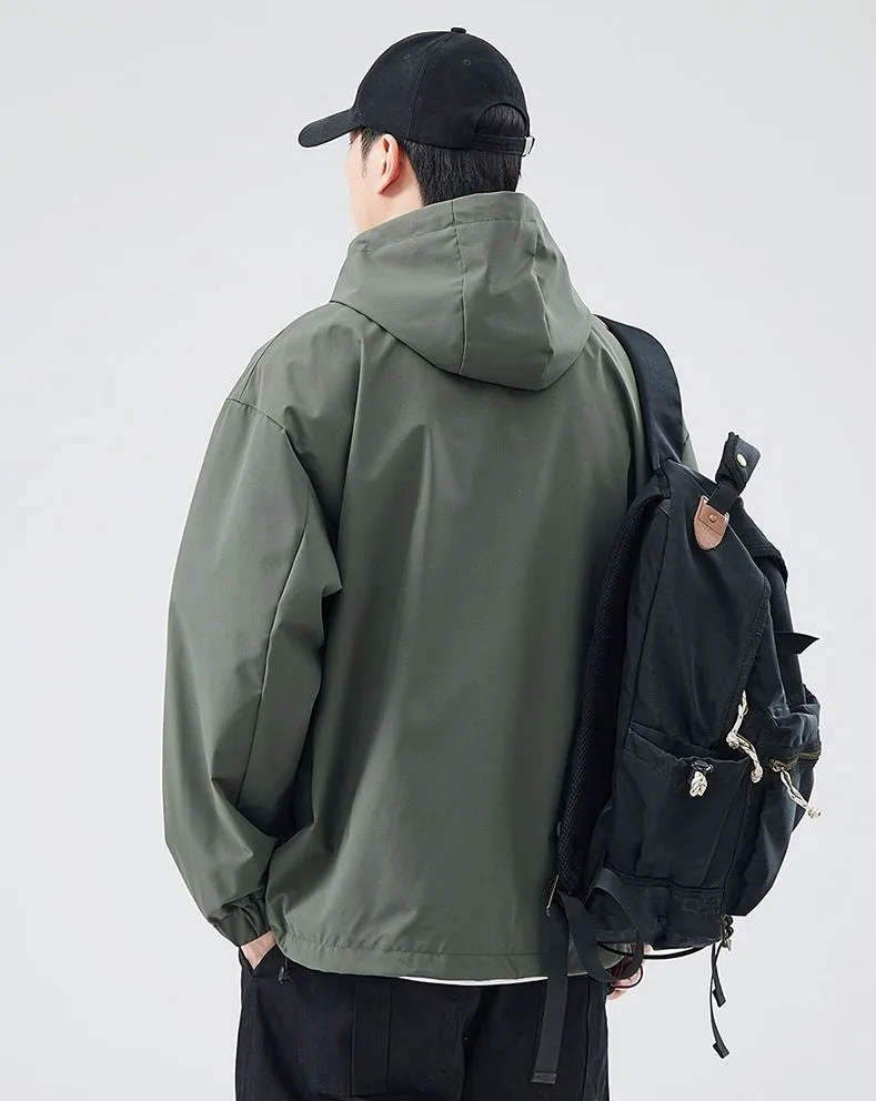 Men's Relaxed-Fit Solid Rain Coat with Elastic Band Cuff