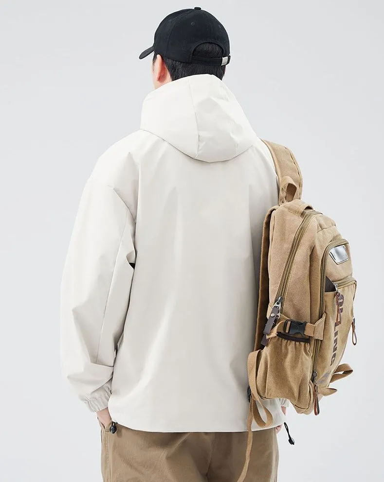 Men's Relaxed-Fit Solid Rain Coat with Elastic Band Cuff