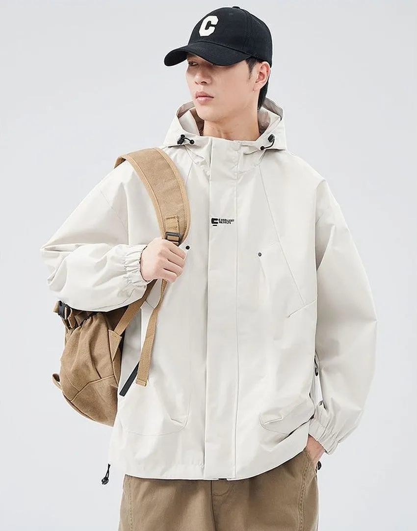 Men's Relaxed-Fit Solid Rain Coat with Elastic Band Cuff