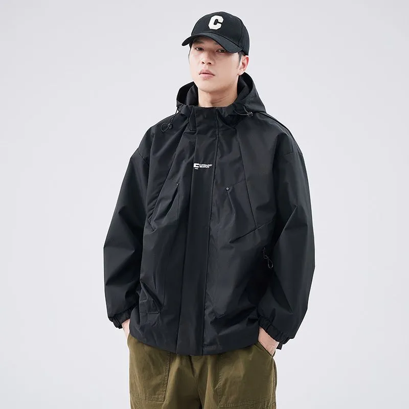 Men's Relaxed-Fit Solid Rain Coat with Elastic Band Cuff