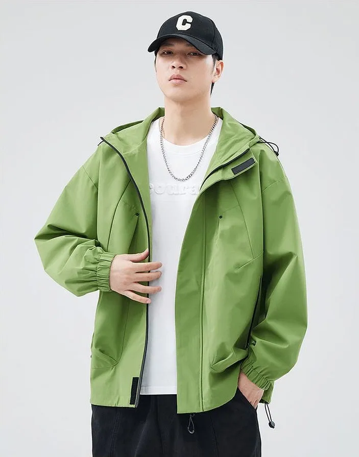 Men's Relaxed-Fit Solid Rain Coat with Elastic Band Cuff