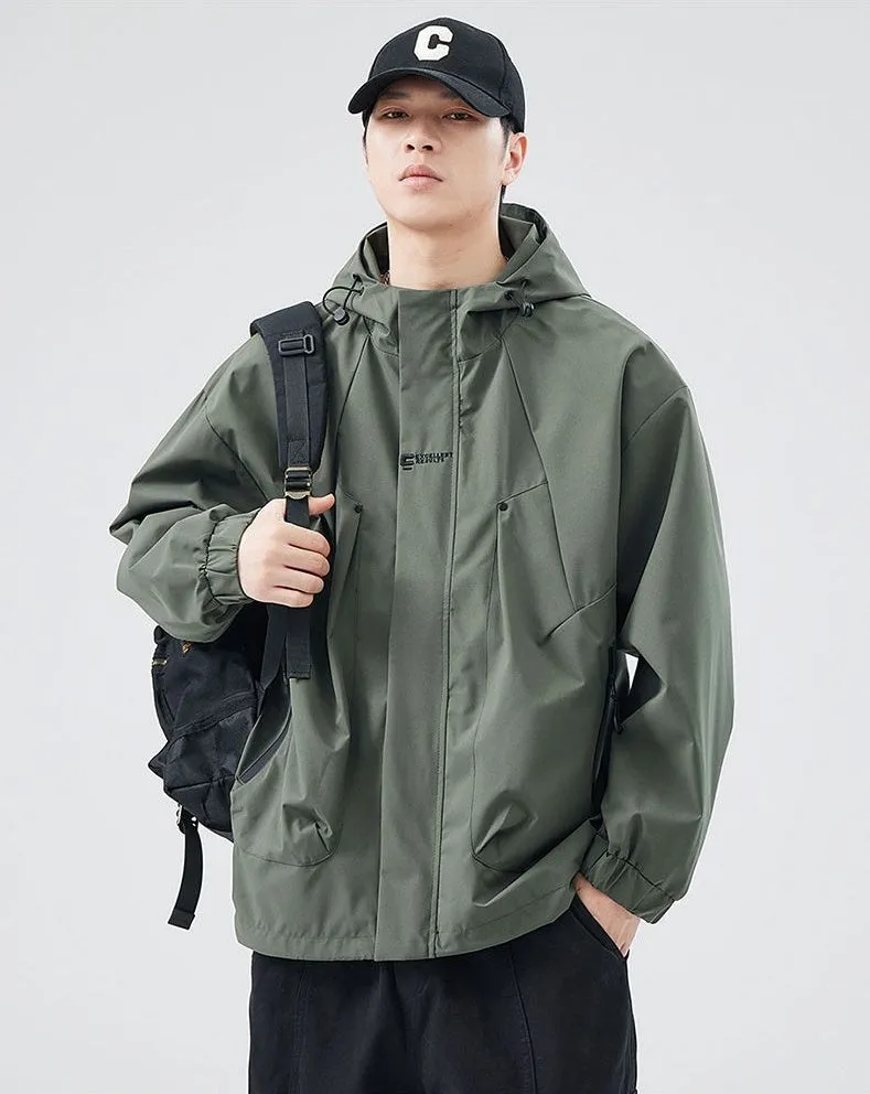 Men's Relaxed-Fit Solid Rain Coat with Elastic Band Cuff