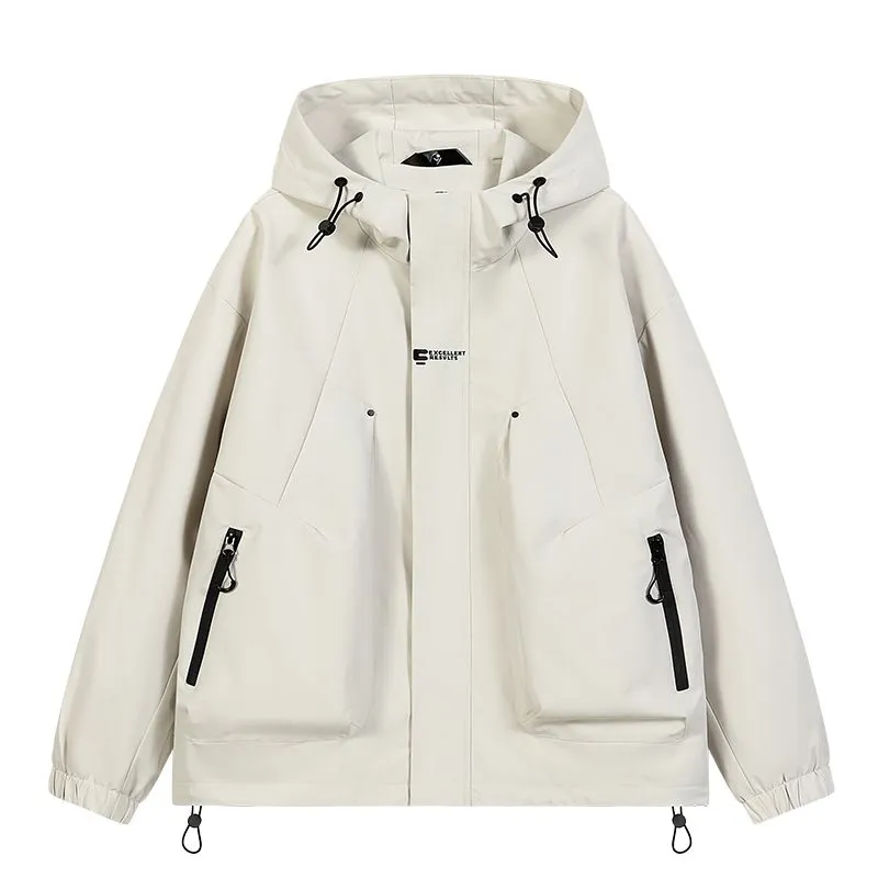 Men's Relaxed-Fit Solid Rain Coat with Elastic Band Cuff