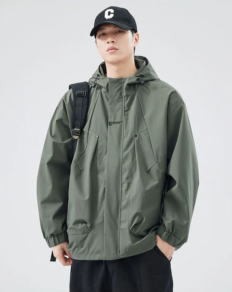 Men's Relaxed-Fit Solid Rain Coat with Elastic Band Cuff