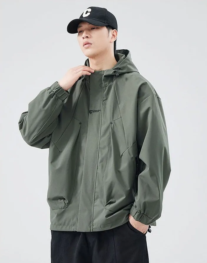 Men's Relaxed-Fit Solid Rain Coat with Elastic Band Cuff