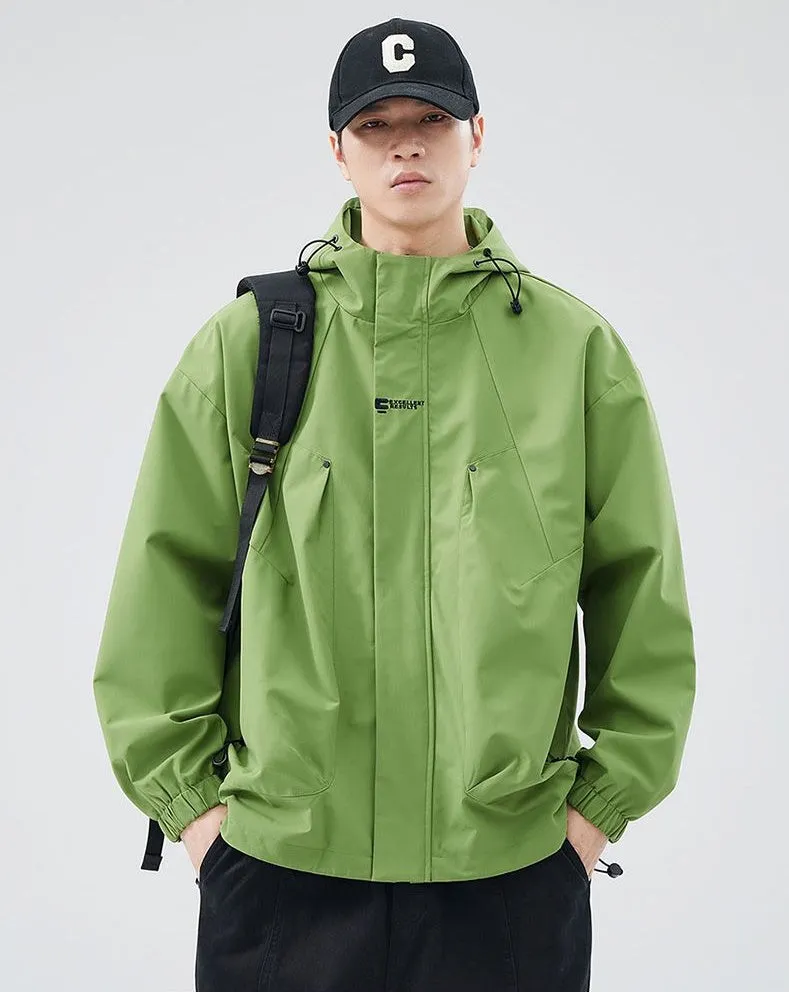 Men's Relaxed-Fit Solid Rain Coat with Elastic Band Cuff