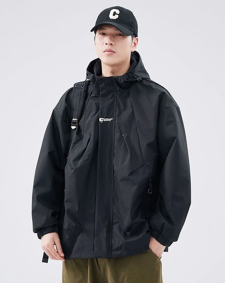 Men's Relaxed-Fit Solid Rain Coat with Elastic Band Cuff