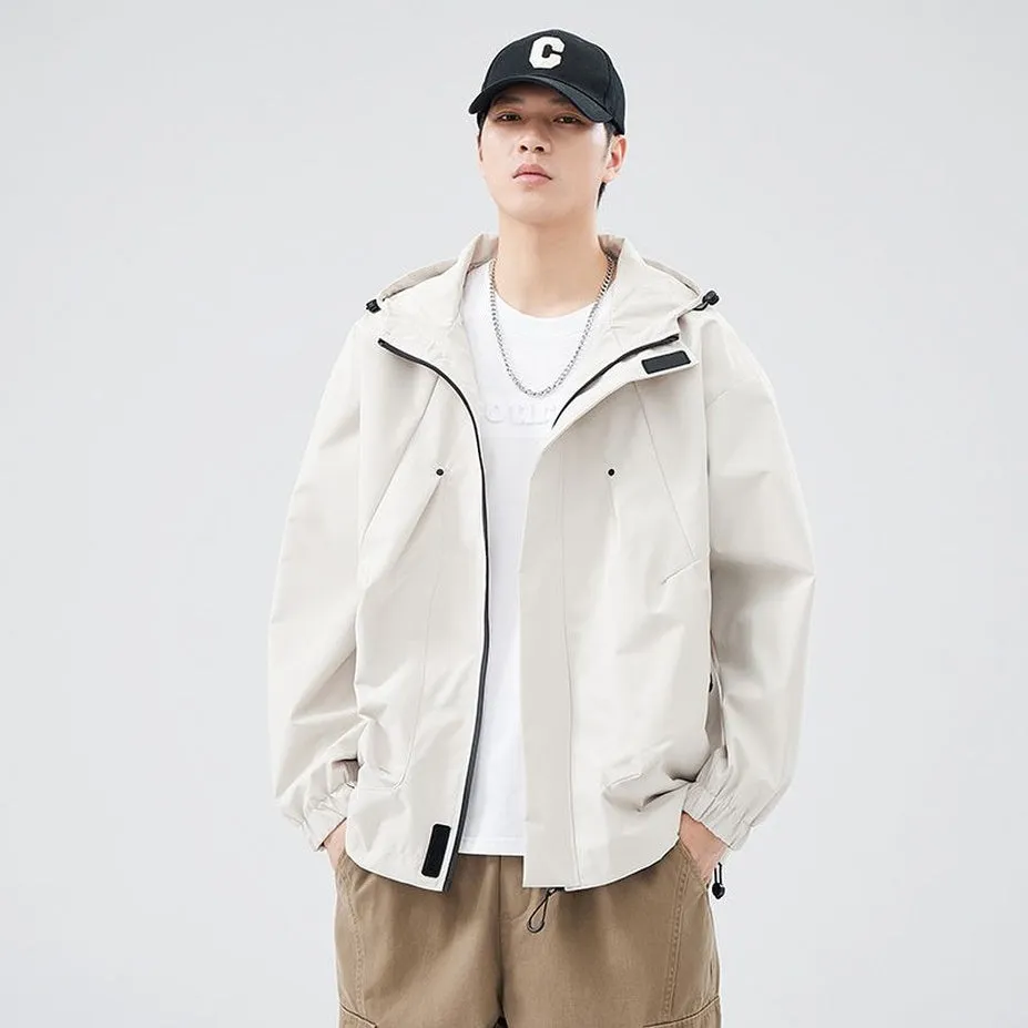 Men's Relaxed-Fit Solid Rain Coat with Elastic Band Cuff