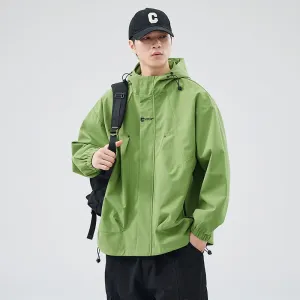 Men's Relaxed-Fit Solid Rain Coat with Elastic Band Cuff