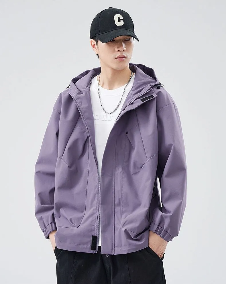 Men's Relaxed-Fit Solid Rain Coat with Elastic Band Cuff